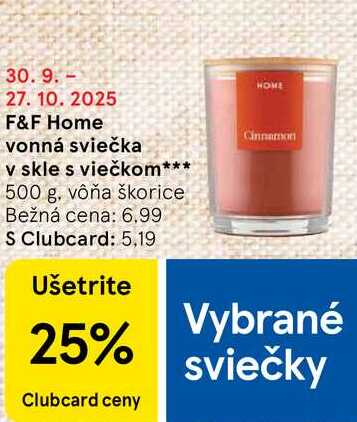 F&F Home vonná sviečka v skle s viečkom, 500 g