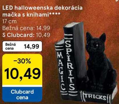 LED halloweenska dekorácia mačka s knihami