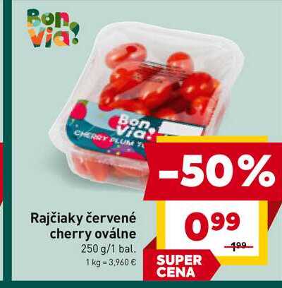 Rajčiaky červené cherry oválne 250 g/1 bal. 