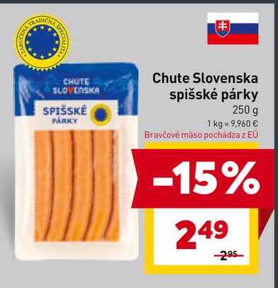 Chute Slovenska spišské párky 250 g