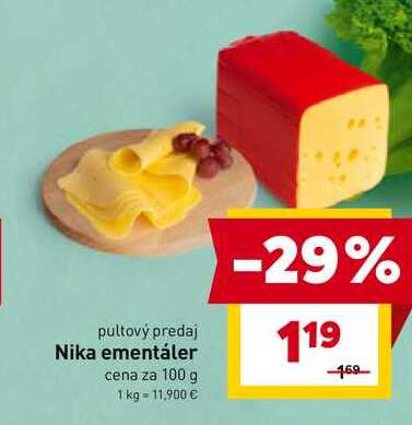 Nika ementáler cena za 100 g