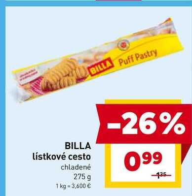 BILLA lístkové cesto chladené 275 g 