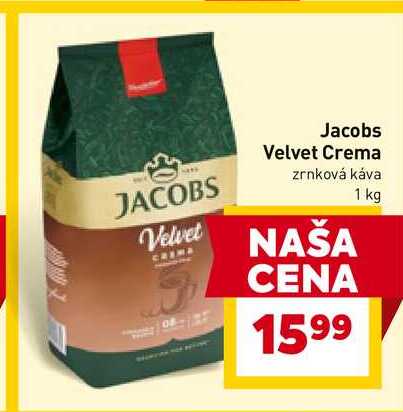 Jacobs Velvet Crema zrnková káva 1 kg 
