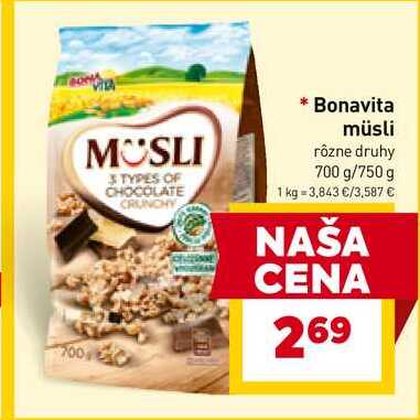 Bonavita müsli rôzne druhy 700 g/750 g 