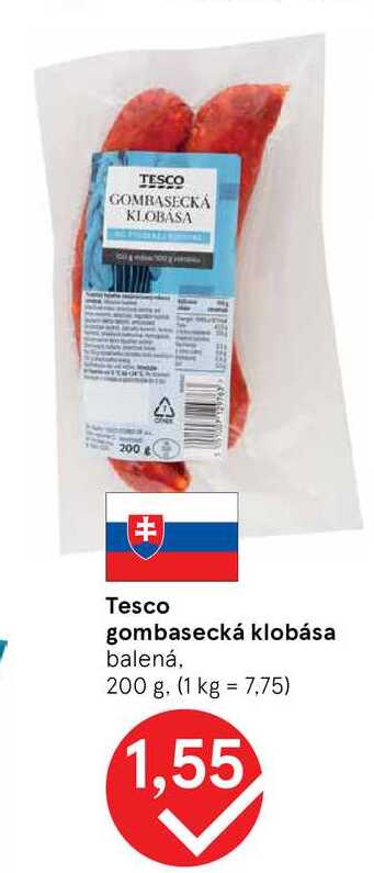 Tesco gombasecká klobása balená 200 g