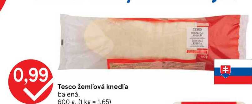 Tesco žemľová knedľa balená, 600 g
