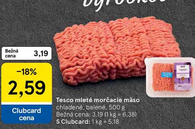 Tesco mleté morčacie mäso chladené, balené, 500 g