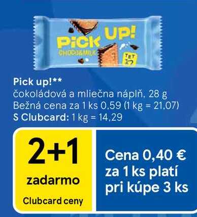 Pick up! čokoládová a mliečna náplň 28 g 