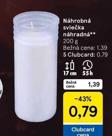 Náhrobná sviečka náhradná 200 g