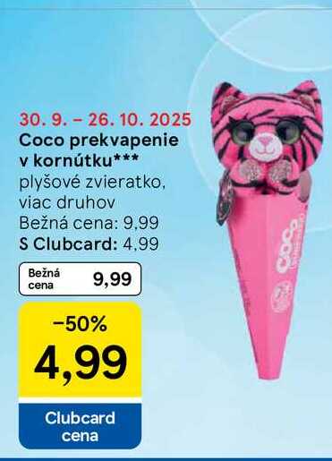 Coco prekvapenie v kornútku plyšové zvieratko, viac druhov 
