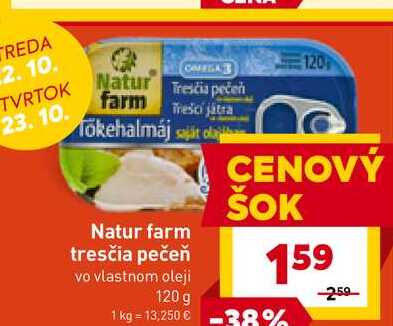 Natur farm tresčia pečeň vo vlastnom oleji 120 g