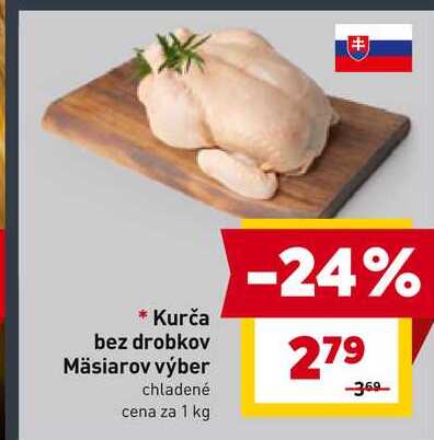 Kurča bez drobkov Mäsiarov výber chladené cena za 1 kg 