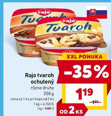 Rajo tvaroh ochutený rôzne druhy 250 g 