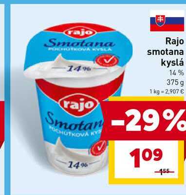 Rajo smotana kyslá 14% 375 g 