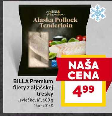 BILLA Premium filety z aljašskej tresky, sviečková, 600 g