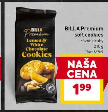 BILLA Premium soft cookies rôzne druhy 210 g