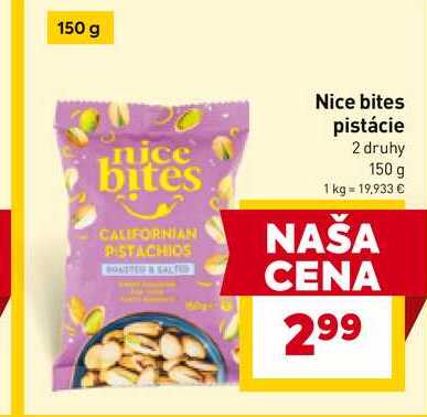 Nice bites pistácie 2 druhy 150 g 