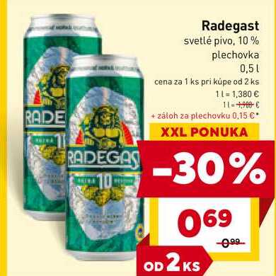 Radegast svetlé pivo, 10% plechovka 0,5l