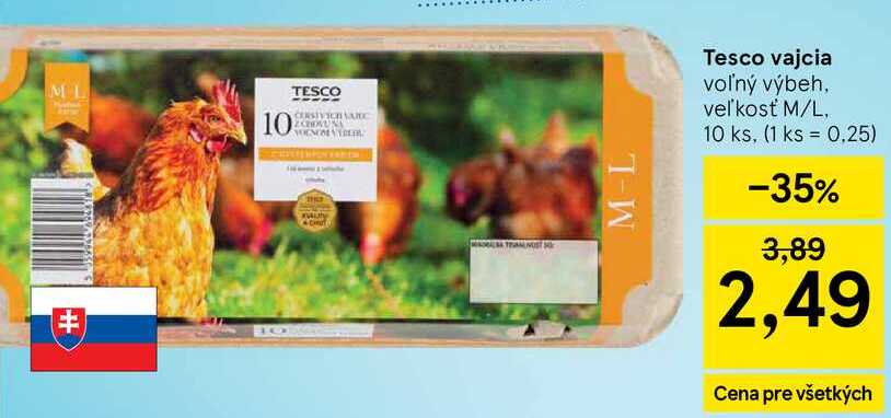 Tesco vajcia, 10 ks