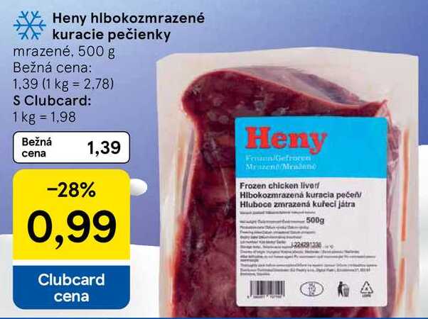 Heny hlbokozmrazené kuracie pečienky, 500 g 