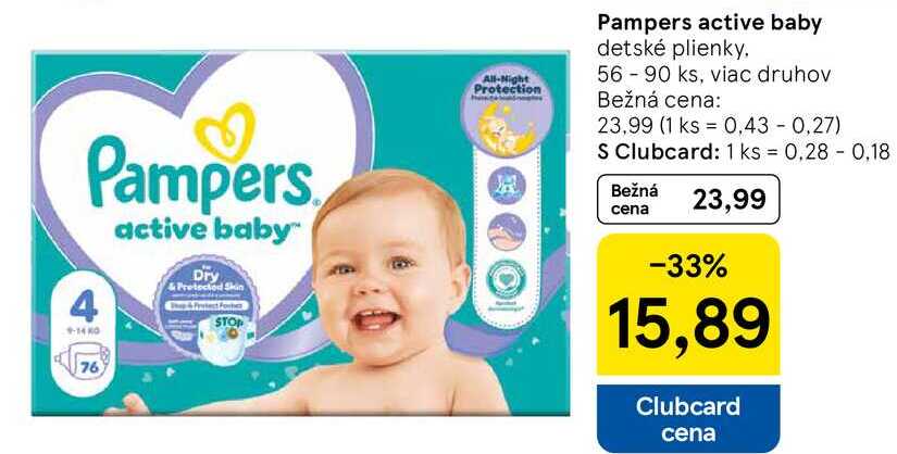 Pampers active baby, 56 - 90 ks