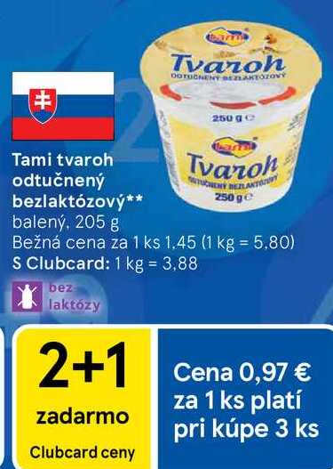 Tami tvaroh odtučnený bezlaktózový, 205 g 
