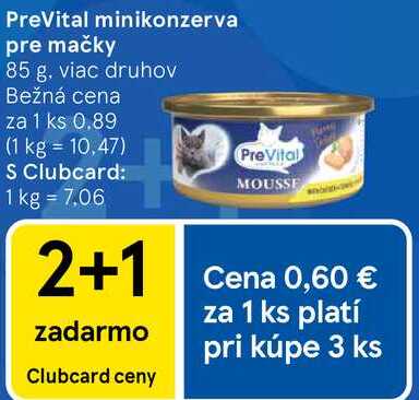 PreVital minikonzerva pre mačky, 85 g