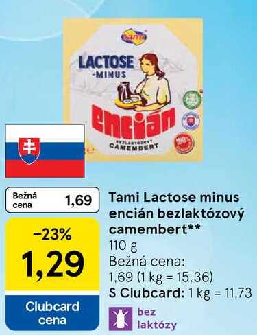Tami Lactose minus encián bezlaktózový camembert, 110 g