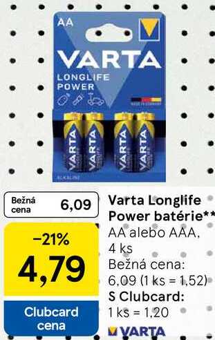 Varta Longlife Power batérie, 4 ks 