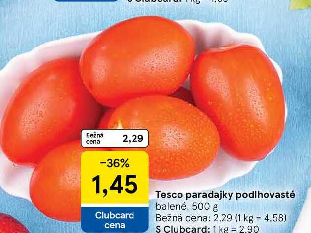 Tesco paradajky podlhovasté balené, 500 g