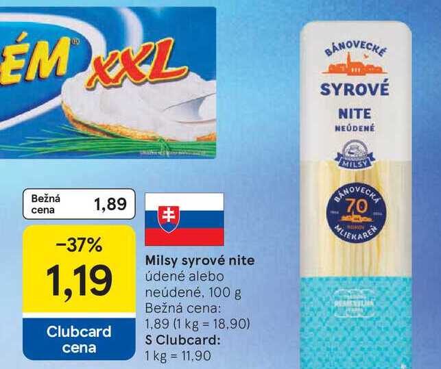 Milsy syrové nite údené alebo neúdené, 100g