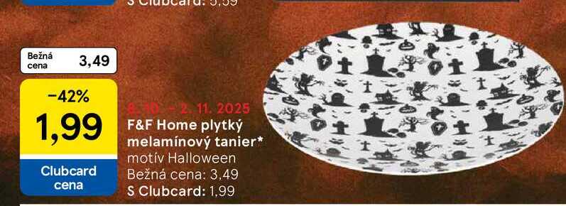 F&F Home plytký melamínový tanier motív Halloween