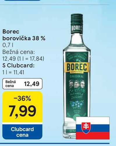Borec borovička 38% 0,7l