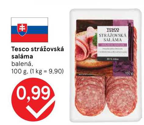 Tesco strážovská saláma balená, 100 g