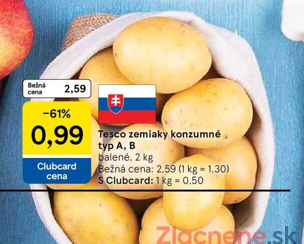 Tesco zemiaky konzumné typ A, B balené, 2 kg