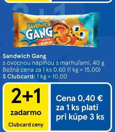 Sandwich Gang s ovocnou náplňou s marhuľami, 40 g