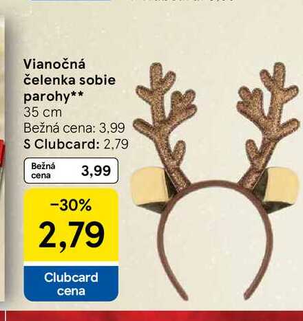 Vianočná čelenka sobie parohy 35 cm