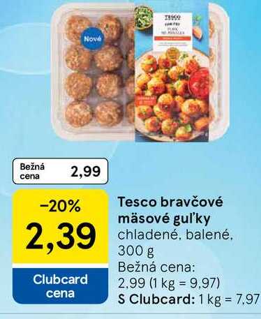 Tesco bravčové mäsové guľky, chladené, balené 300 g 