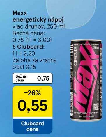 Maxx energetický nápoj viac druhov 250 ml