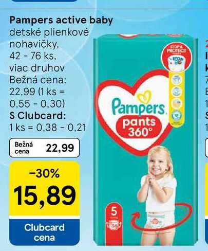 Pampers active baby detské plienkové nohavičky 42-76 ks