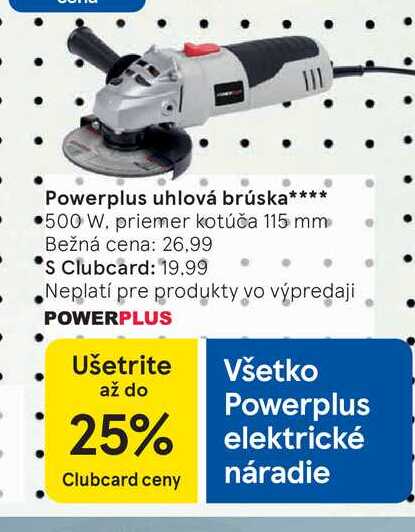 Powerplus uhlová brúska 500 W. priemer kotúča 115 mm