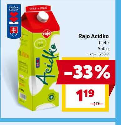 Rajo Acidko biele 950 g