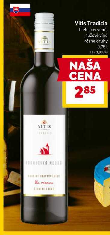 Vitis Tradícia biele, červené, ružové víno rôzne druhy 0,75l