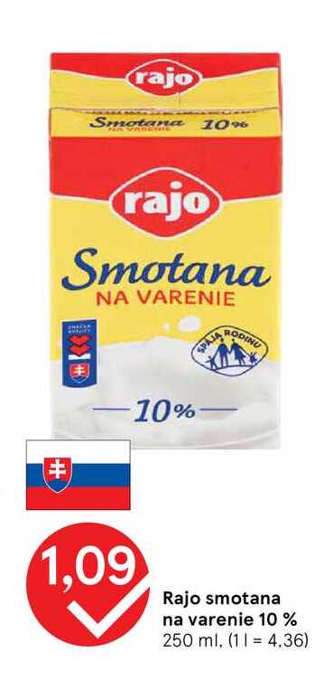 Rajo smotana na varenie 10% 250 ml