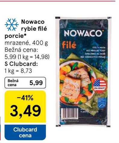Nowaco rybie filé porcie mrazené, 400 g 