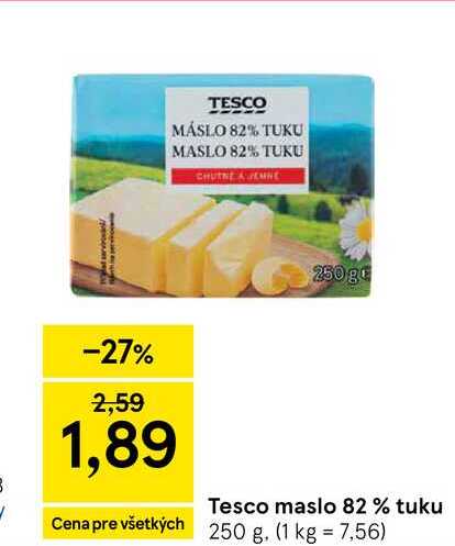 Tesco maslo 82% tuku 250g