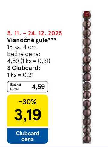 Vianočné gule 15 ks, 4 cm