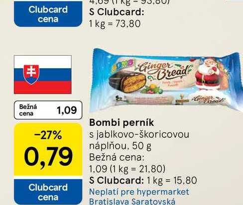 Bombi perník s jablkovo-škoricovou náplňou, 50 g