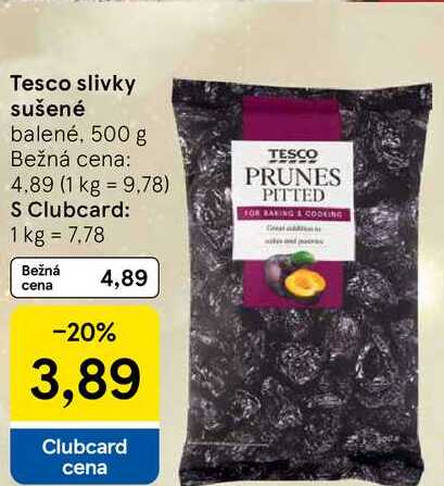 Tesco slivky sušené balené, 500 g