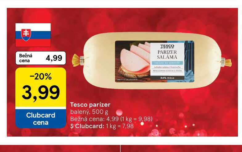 Tesco parizer balený, 500 g